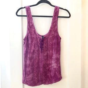 Free People Pink Tank with Lace Details